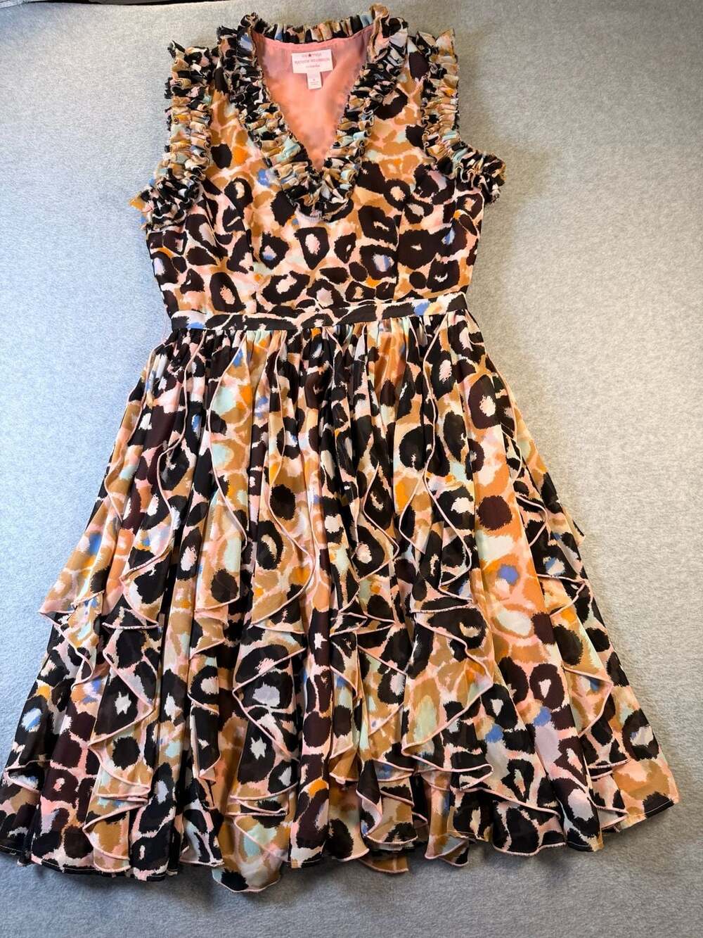 Matthew Williamson for Impulse Leopard Print Chiffon Ruffle Dress Size 6
